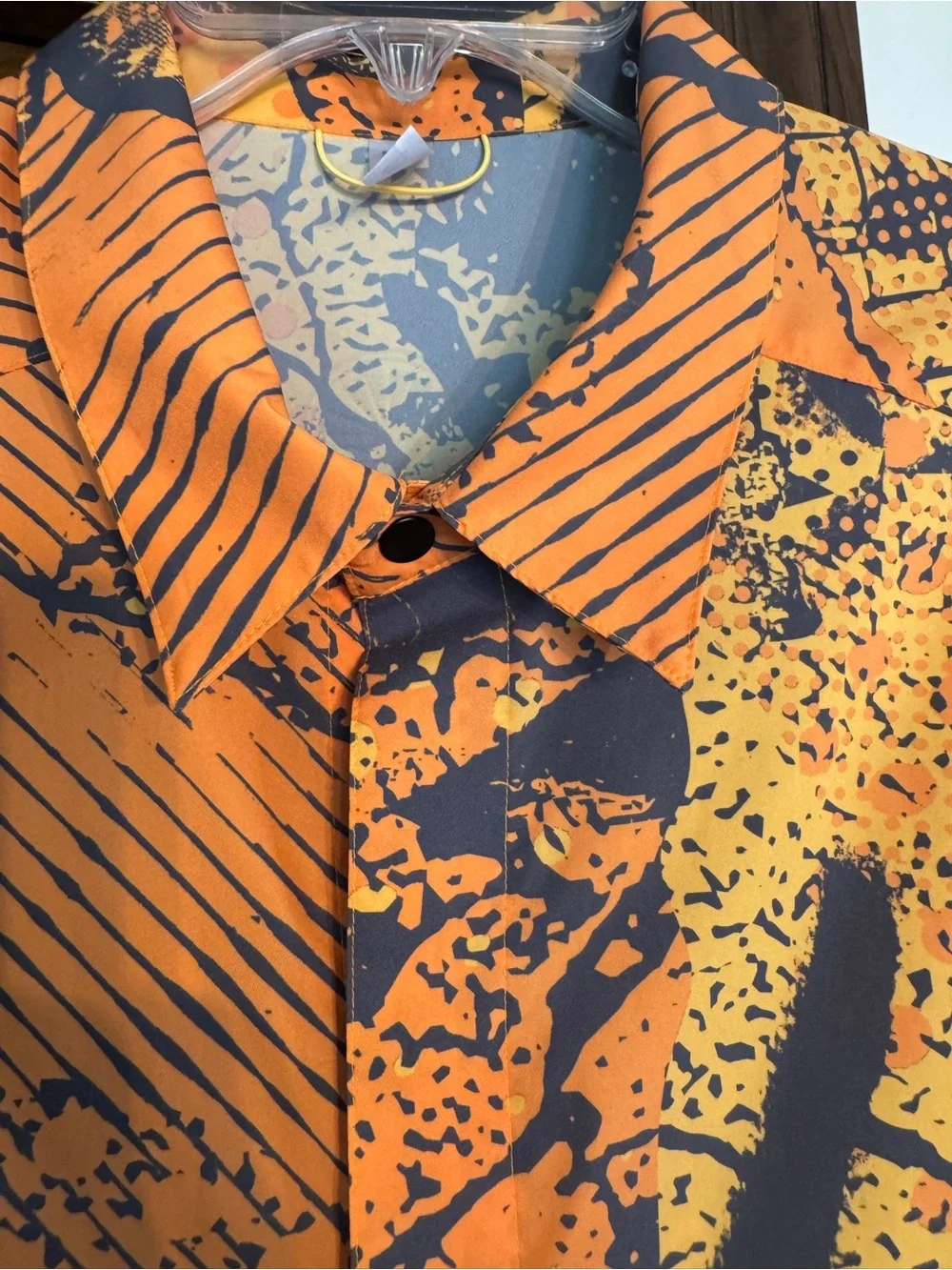 adidas Orange & Gray Short-Sleeve Button-Down Shirt (snaps)